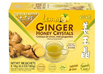 Prince of Peace Instant Lemon Ginger Honey Crystals Tea, 10 Sachets (Pack Of 2)