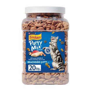 Purina Friskies Facilities Cat Treats, Party Mix Beachside Crunch Snacks, 20 Ounce (Pack Of 3)