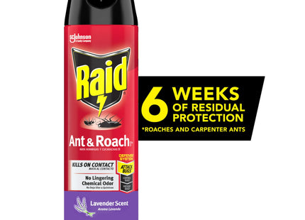 Raid Ant & Roach Killer Spray 26, Indoor and Outdoor Insecticide, Lavender Scent, Aerosol Spray, 17.5 Ounce (Pack Of 3)