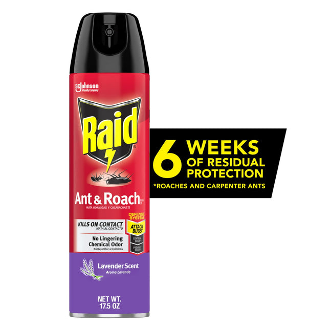 Raid Ant & Roach Killer Spray 26, Indoor and Outdoor Insecticide, Lavender Scent, Aerosol Spray, 17.5 Ounce (Pack Of 4)