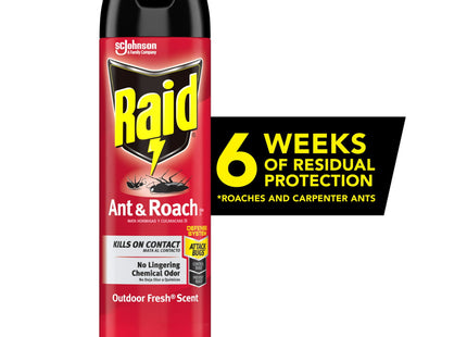 Raid Ant & Roach Killer Defense System, Outdoor, Aerosol, Fresh Scent 17.5 Ounce (Pack Of 4)