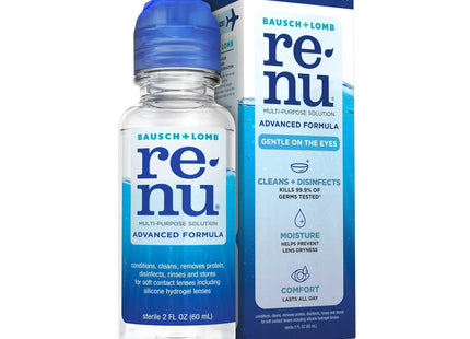 Renu MultiPlus Advanced Formula, Contact Lens Solution, Travel Pack, 2 Fl Oz (Pack Of 6)