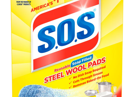 S.O.S. Reusable Soap Filled, Lemon Fresh Steel Wool Soap Dish Scrubber Pads, 10 Count (Pack Of 6)