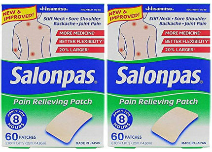 Salonpas Pain Relieving Patch, 8-Hour Pain Relief, 60 Patches (Pack Of 6)