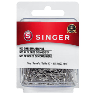 Singer 00349 Dressmaker Pins, Size 17 – 1 1/16 inch, 500-Count (Pack Of 12)