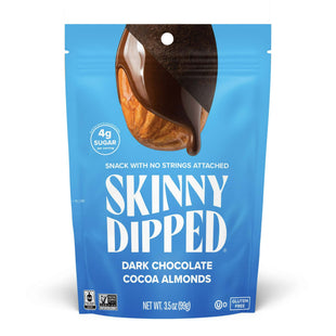 SkinnyDipped Dark Chocolate Cocoa Covered Almonds, Healthy Snack, Plant Protein, Resealable Bag, 3.5 Ounce (Pack Of 10)