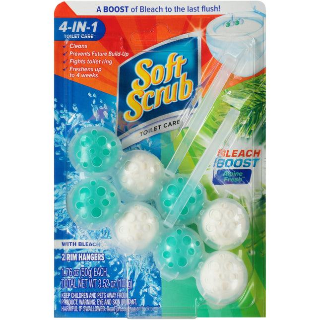 Soft Scrub 4-in-1 Toilet Care with Bleach, Alpine Fresh, 100 Gram 2CT (Pack Of 12)