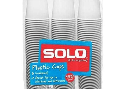 Solo 3-Ounce Plastic Bathroom Cups, White, Flexible and crack resistant, recyclable, 150 Count (Pack Of 1)