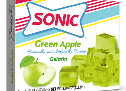 Sonic Green Apple Gelatin Mix, Fat Free Dessert Mix with Iconic SONIC Drive-In Flavor, 3.94 Ounce (Pack Of 1)