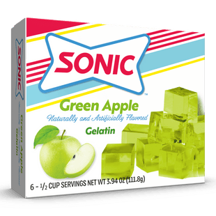 Sonic Green Apple Gelatin Mix, Fat Free Dessert Mix with Iconic SONIC Drive-In Flavor, 3.94 Ounce (Pack Of 1)