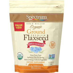 Spectrum Essentials, Organic Ground Premium Flax-seed, Omega-3 Dietary Supplement, 14 Ounce (Pack Of 24)