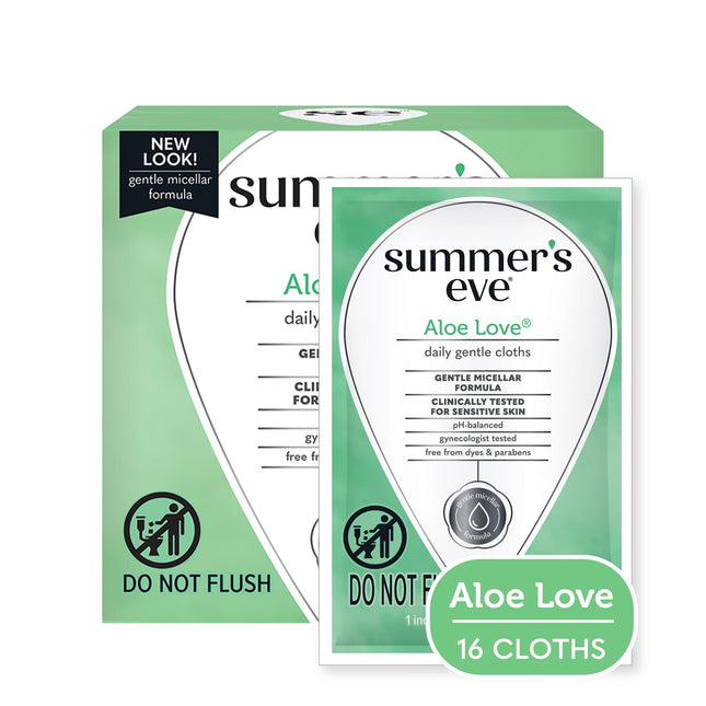 Summer’s Eve Aloe Love, Cleansing Cloths, Gentle Daily Feminine Wipes Removes, 16 Count (Pack Of 1)