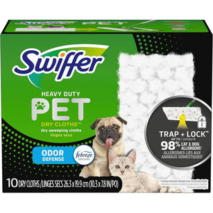 Swiffer Heavy Duty Pet, Dry Sweeping Cloth Refills with Febreze Odor Defense, 10 Count (Pack Of 2)