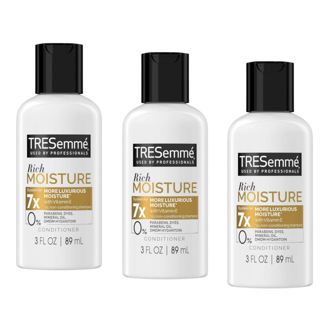 TRESemme Rich Moisture Hair Conditioner, With VitaminE, Travel Size, 3 Ounce (Pack Of 3)