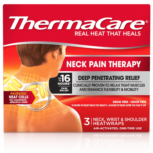 ThermaCare Neck, Shoulder, Wrist, Pain Relief Therapy Patches, Heat Wrap, 3 Count (Pack Of 7)