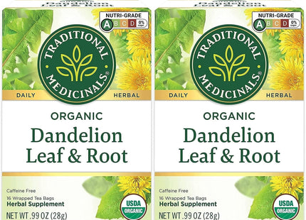 Traditional Medicinals Tea, Organic Dandelion, Leaf and Root Herbal Tea, 16 Count (Pack Of 3)