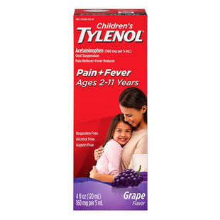 TYLENOL Children's Infants Acetaminophen Liquid, Oral Suspension Grape Splash Flavor, 4 Fluid Ounces (Pack Of 6)