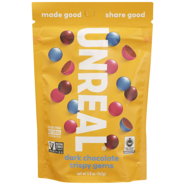 Unreal Candy Quinoa Chocolate Gems, Dark Chocolate Crispy Gems Candy Bag, 5 Ounces (Pack Of 1)