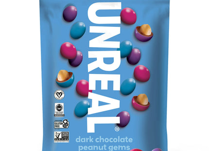 Unreal Candy Candy Coated Dark Chocolate Peanuts Gems Bag, 5 Ounce (Pack Of 2)