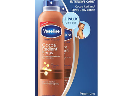 Vaseline Intensive Care Radiant Moisturizer Non Greasy Spray Body Lotion, Cocoa, 6.5 fl oz (Pack Of 8)