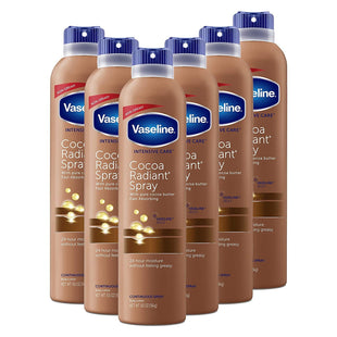 Vaseline Intensive Care Radiant Moisturizer Non Greasy Spray Body Lotion, Cocoa, 6.5 fl oz (Pack Of 6)