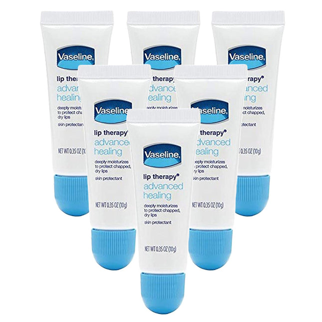 Vaseline Lip Therapy Advanced Healing, Skin Protectant, Advanced Formula, For Dry Lips Moisturiser, 0.35 Ounce (Pack Of 6)