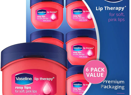 Vaseline Lip Therapy Rosy Lips Lip Treatment Balm Ointment Tinted Pink 0.25 Ounce Jar (Pack Of 9)