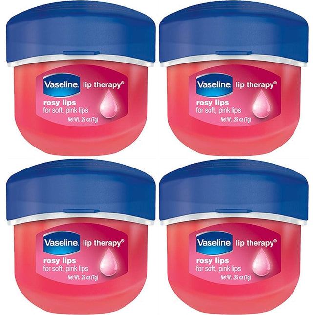 Vaseline Lip Therapy Rosy Lips Lip Treatment Balm Ointment Tinted Pink 0.25 Ounce Jar (Pack Of 4)