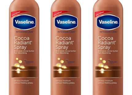 Vaseline Intensive Care Radiant Moisturizer Non Greasy Spray Body Lotion, Cocoa, 6.5 fl oz (Pack Of 8)