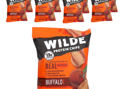 WILDE SNACKS Protein Chips Buffalo Style Chicken, Thin and Crispy, High Protein, 1.34 Ounce (Pack Of 16)