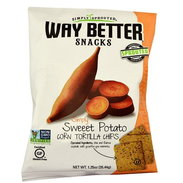 Way Better Snacks Sweet Potato Corn Tortilla Chips, 1 Ounce, (Pack Of 6)