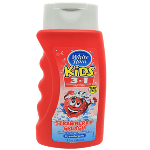 White Rain Kids 3 In 1 Family Size, Tear Free, Strawberry Splash, Shampoo Conditioner body Wash, 12 Fl Oz (Pack Of 24)