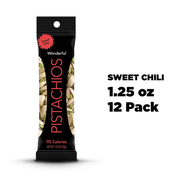 Wonderful Pistachios Pistachio Sweet Chili, individually wrapped bags, 1.25 Ounces (Pack Of 12)