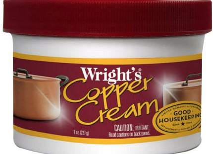 Wright's Copper and Brass Cream Polish, For Cleaning And Polishing Pots, Sinks, Mugs, Hardware, 8 Ounce (Pack Of 6)