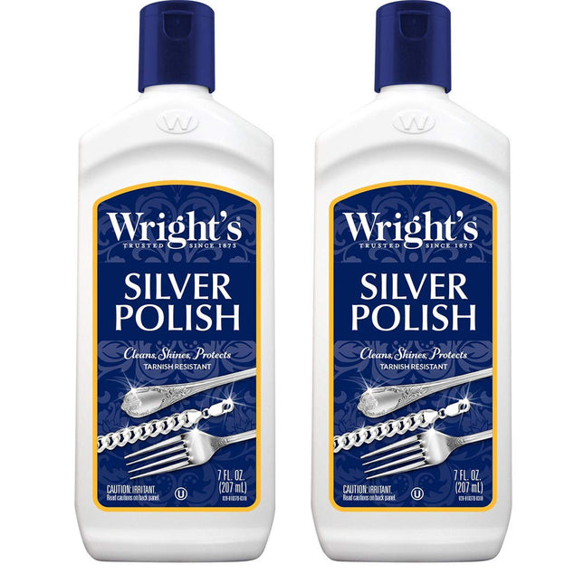 Wright's Silver Polish Anti-Tarnish Polishes Long Term Protection 7 fl oz Cleans (Pack Of 2)