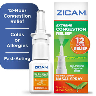 Zicam Extreme, Congestion Relief, No-Drip Nasal Spray, Soothing Aloe Vera, 0.5 Ounce (Pack Of 7)