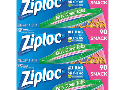 Ziploc Brand Storage Snack Bags, with Grip ’n Seal Technology, 90 count (Pack Of 1)