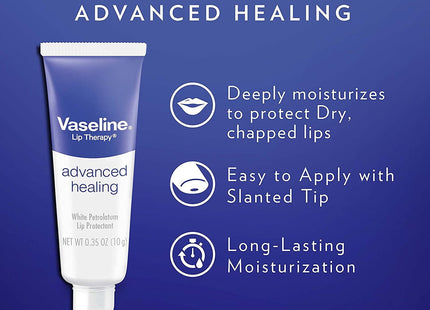 Vaseline Lip Therapy Advanced Healing, Skin Protectant, Advanced Formula, For Dry Lips Moisturiser, 0.35 Ounce (Pack Of 9)