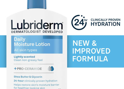 Lubriderm Daily Moisture Hydrating Body and Hand Lotion, Pro-Ceramide, Non-Greasy, All skin type, 16 fl Ounce (Pack Of 6)