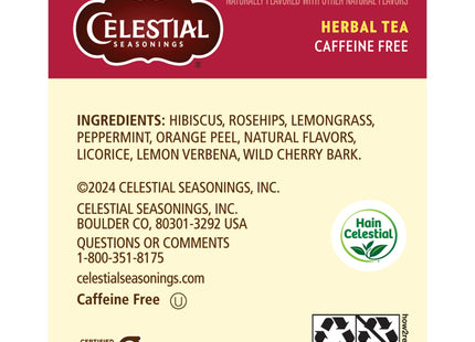 Celestial Seasonings Caffeine Free, Red Zinger, Natural Herbal Tea, 20 Bags (Pack Of 3)