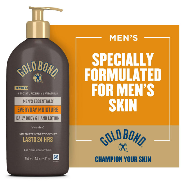 Gold Bond Men's Essentials Everyday Moisture Daily Body And Hand Lotion, With Vitamin-C 14.5 Ounce (Pack Of 1)