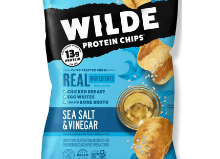 Wilde Protein Chips Sea Salt, & Vinegar, Chicken Chips, Thin and Crispy, 1.34 Ounce (Pack Of 8)