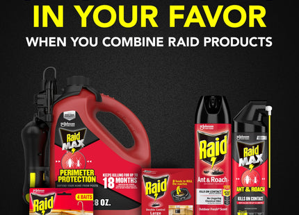 Raid Ant & Roach Killer Defense System, Outdoor, Aerosol, Fresh Scent 17.5 Ounce (Pack Of 4)