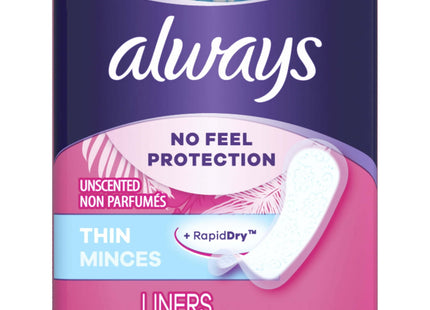 Always Incredibly, Thin Daily Panty  Liners, Regular, Unscented 20 Count (Pack Of 1)