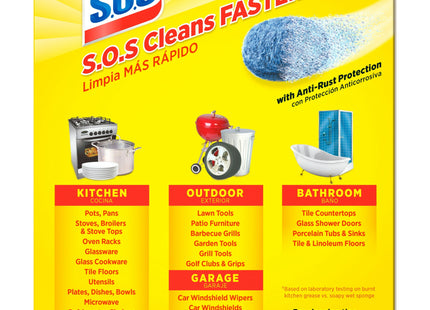 S.O.S. Reusable Soap Filled, Lemon Fresh Steel Wool Soap Dish Scrubber Pads, 10 Count (Pack Of 6)