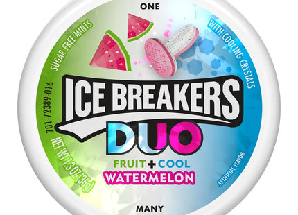 Ice Breakers Duo Fruit + Cool, Watermelon Flavored, cooling crystal, Sugar Free Mints Candy, 1.3 Ounce (Pack Of 6)