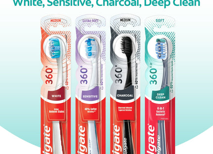 Colgate 360 Whole Mouth Clean Medium Toothbrush, Adult Toothbrush, 2 Count (Pack Of 2)