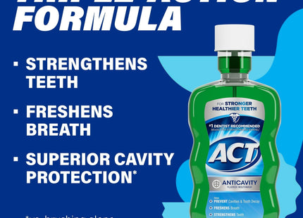 ACT Anticavity Fluoride Mouthwash Triple Action Mint 18oz (2 Pack) - Personal Care > Oral