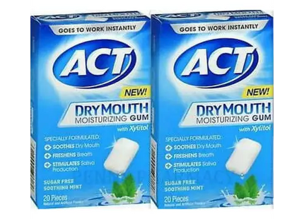 ACT Dry Mouth Moisturizing Gum Soothing Mint Sugar Free 20 Count (Pack Of 2) - Health & Beauty > Personal Care Oral