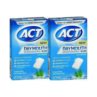 ACT Dry Mouth Moisturizing Gum Soothing Mint Sugar Free 20 Count (Pack Of 2) - Health & Beauty > Personal Care Oral